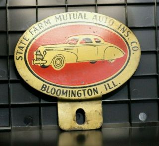 Vintage License Plate Topper State Farm Auto Insurance Bloomington Il