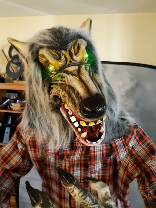 Life Size Halloween Werewolf Animated Prop w/Try Me & Adaptor 3