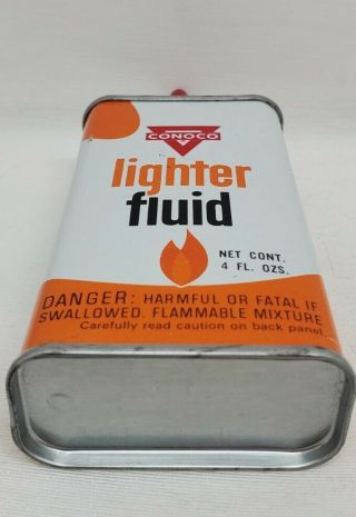 Vintage CONOCO LIGHTER FLUID Handy Oiler Tin Can Gas Oil Advertisement Empty 3
