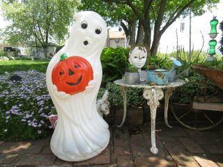Vintage Ghost Blow Mold Halloween Yard Decoration Pumpkin General Foam Plastics