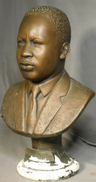 Vintage 1968 Girolami Bronze Tone Plaster Bust Rev.  Dr.  Martin Luther King Jr.