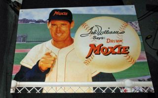 Unusual Tin Sign Ted Williams Advertisement For " Drink Moxie "