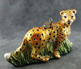 Jay Strongwater Cheetah Leopard Ornament Swarovski Crystals Rare