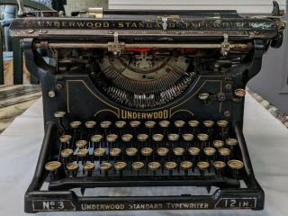 Vintage 1923 Underwood Standard Typewriter No 3 12”