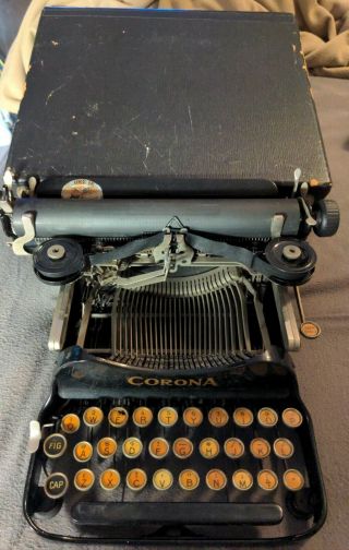 Vintage Patented 1917 Corona No.  3 Folding Typewriter In Case Sn 371108