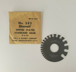Starrett 283 U.  S.  Standard Sheet Metal Gage,  0 - 36 Trade Vintage Package
