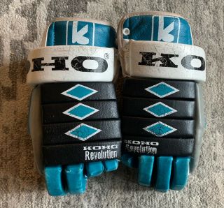 Vintage Koho Revolution 500 Leather Hockey Gloves - San Jose Sharks