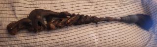 Vintage Chinese Carved Dragon Calligraphy Horse Hair Brush 4 Feet Long
