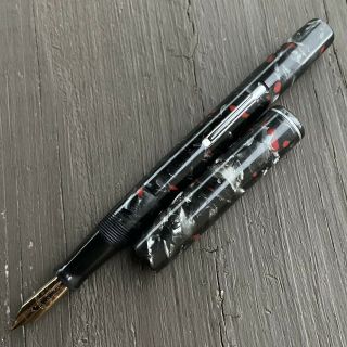 Waterman 3 Fountain Pen,  Grey Marble Red Fleck,  Missing Clip,  14k Fine Flex
