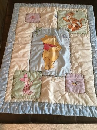 Vintage Disney Winnie The Pooh Comforter Baby Blanket Quilt Piglet Tigger 31x40