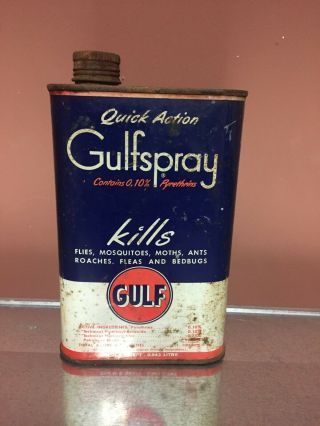 Vintage Gulfspray 1 Quart Fly Spray Metal Can " Gulf "