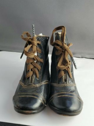 Antique Victorian Leather Baby Boots Size 2