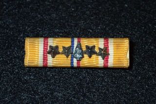 Wwii Us Army 3/8 " Asiatic Pacific Campaign Ribbon 4 Stars & Invasion Spearhead