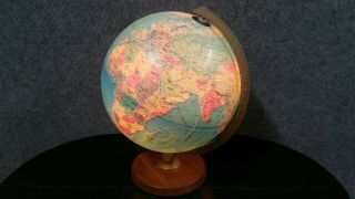 Vintage Replogle World Horizon Series 12 " Lighted & Textured Globe Illuminated