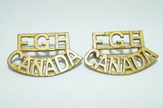 Ww2 Canadian Fgh Fort Garry Horse Brass Shoulder Titles Pair
