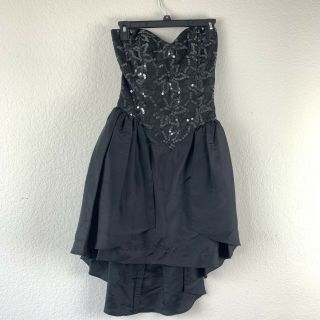Vtg 80s Jessica Mcclintock Gunne Sax Womens Strapless Sequin Dress Size 9 Black