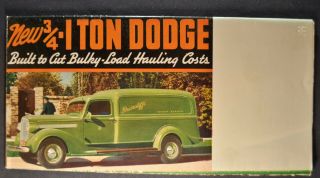 1938 Dodge 3/4 To 1 - Ton Truck Brochure Pickup Panel Stake 38