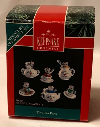 Hallmark Keepsake Tiny Tea Party Mice Miniature Ornaments 1991
