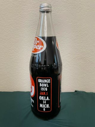 1976 Orange Bowl - Oklahoma University Sooners - Dr Pepper 32 Oz Full Bottle