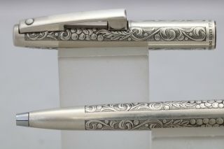 Vintage Sheaffer Imperial Sterling Silver Grapes & Leaves Ballpoint Pen