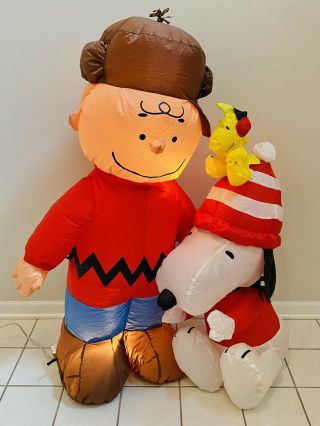 4ft Peanuts Snoopy Woodstock Charlie Brown Led Airblown Inflatable Christmas