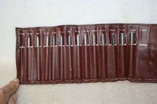 Vintage Set Of 14 Tasco Bore Studs Shot Saver Gunsmith Tool With Leather Holder