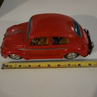 Vintage 1960s Taiyo Red Volkswagen Bug Battery Operated Tin Toy Car