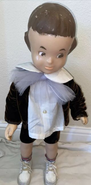 Vintage Buster Brown Boy Mannequin Doll Velvet Outfit & Shoes