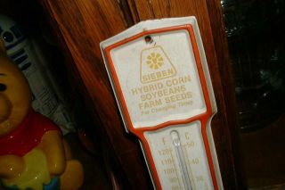 Vintage SIEBEN HYBRID CORN SEED Advertising Thermometer Feed Seed Tin Metal Sign 2