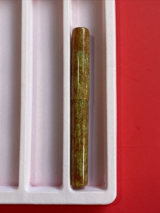 Woodshed Pen Co.  Handmade Fountain Pen,  Tan With Green Glitter,  Fine Nib