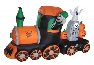 7 Foot Long Halloween Inflatable Skeleton Ghost Pumpkins Train Decoration