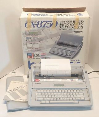 Brother Gx - 8750 Correctronic Electronic Typewriter W/box,  Cover & User 