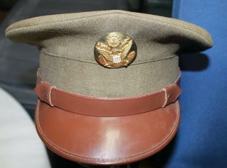 Wwii U.  S.  Army Dress Uniform Visored Hat.  7 1/8 With Eagle Ww2