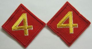 Set Of 2 Ww2 Us Marine Corp 4th Division Patches - No Glow