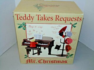 Mr Christmas Teddy Takes Requests Piano Music Box Plays 60 Songs Wbox