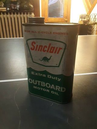 Vintage 1950s Sinclair Extra Duty Outboard Motor Oil Can 1 Quart Full