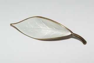 Vintage David Andersen Norway Sterling Silver White Enamel Leaf Brooch Pin