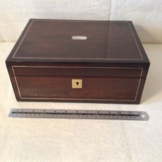 Lovely Old Large Jewellery / Sewing Box In Rosewood With Interior