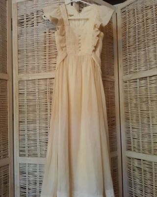 Vintage 70s Candi Jones Cottage Core Prairie Dress Muslin Xs