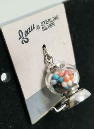 Vintage Beau Sterling Silver Bubble Gumball Machine Charm,  On Card