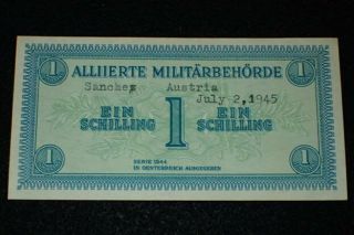 Ww2 Us 1944 Issue Alliierte Militarbehorde Austria 1 One Schilling Personalized