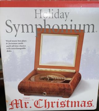 Mr.  Christmas Holiday Symphonium Wood Music Box W/14 Disks