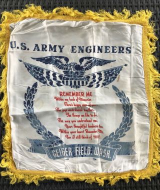 Geiger Field Washington Vintage Wwii Pillow Cover Military U.  S.  Army Engineers