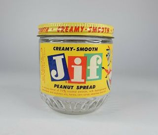 Vintage Early 1960s? Jif Creamy Peanut Butter Spread 12oz Jar - Shape