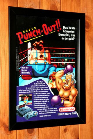1994 Punch - Out Nintendo Snes Vintage Promo Small Poster / Ad Page Framed
