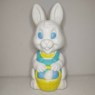 Vtg Blow Mold Easter Bunny W/ Basket Eggs 18.  5 " General Foam Plastics No Light