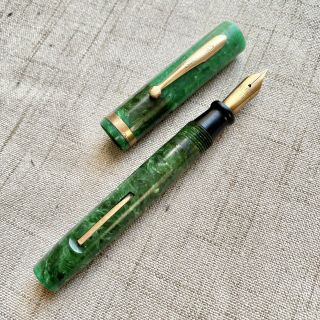 Sheaffer Jade Green Lifetime Flat Top Lever Filling Fountain Pen