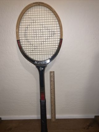 Dunlop Mcenroe Wood Composite Tennis Racket Vintage 4” Grip Length 26 " Light