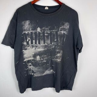 Vintage Nirvana Mens T Shirt Size Xl Black 2009 Kurt Cobain Band Tee