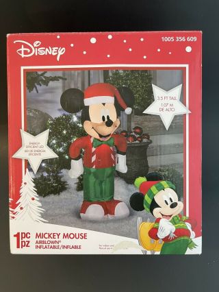 XMAS - Gemmy 3.  5Ft.  Lighted,  Self - Inflatable Disney Christmas Mickey Mouse 3
